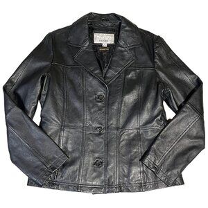 Vtg‎ Wilsons Maxima Leather Jacket Womens Large 90s Black Removable Zip Lining